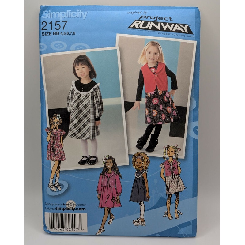 Simplicity 2157 Project Runway Toddler's Dress, Jumper & Vest Pattern Sizes 4-8
