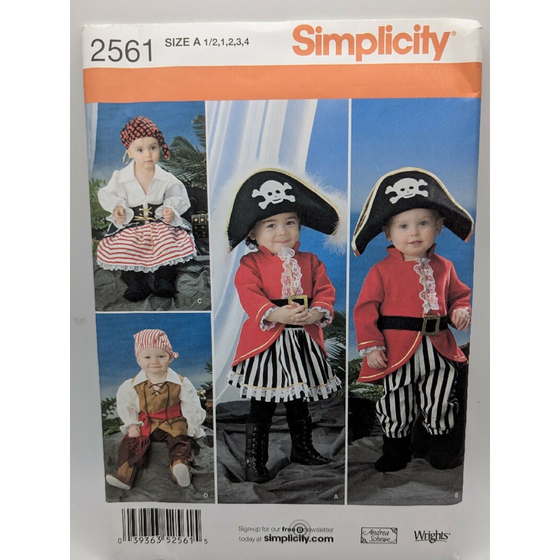 Simplicity 2561 Andrea Schewe Toddler's Pirate Costumes & Hats Pattern Sizes 1/2-4