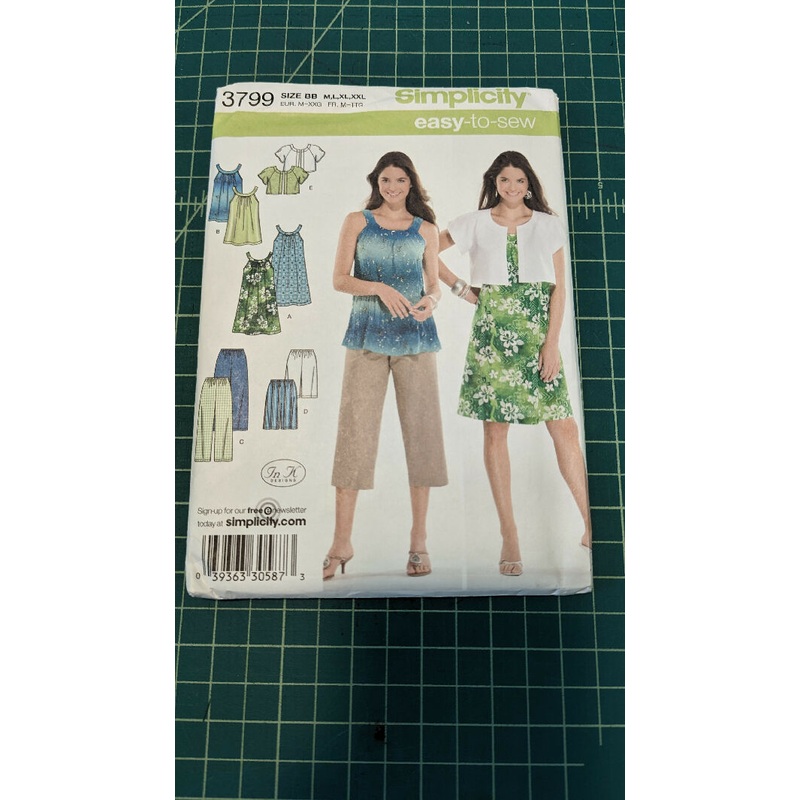 Simplicity 3799 Easy-To-Sew Dress, Tunic, Pants/Shorts, Jacket Sewing Pattern Sizes M-XXL