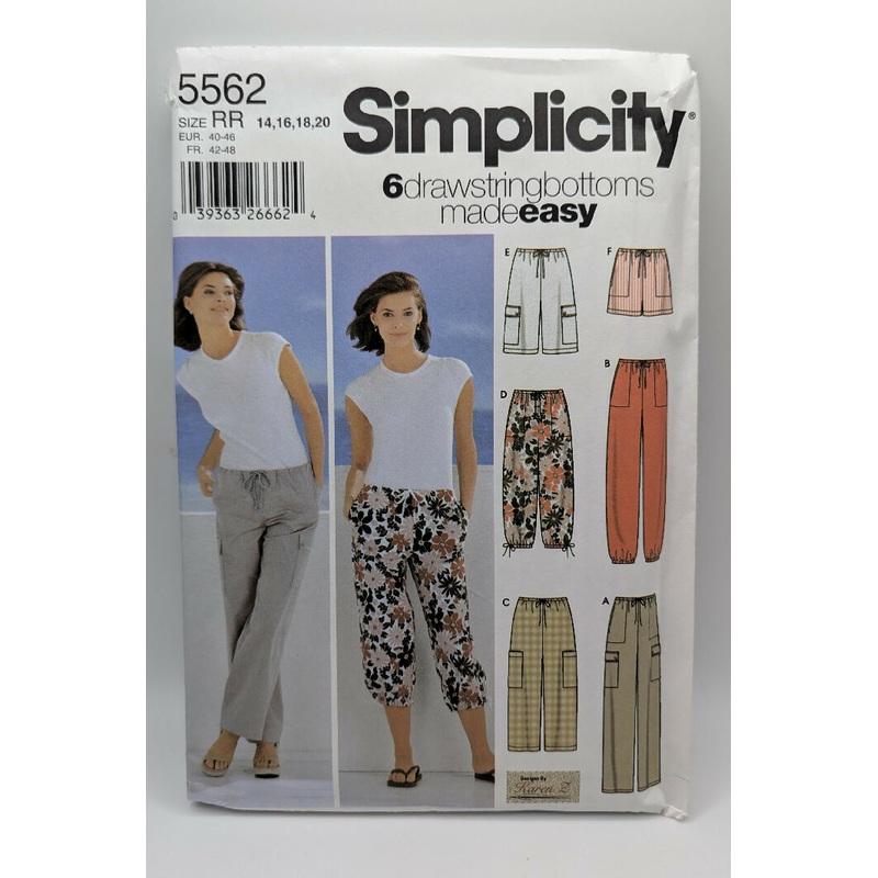 Simplicity 5562 6 Drawstring Bottoms Made Easy Pattern Sizes 14-20