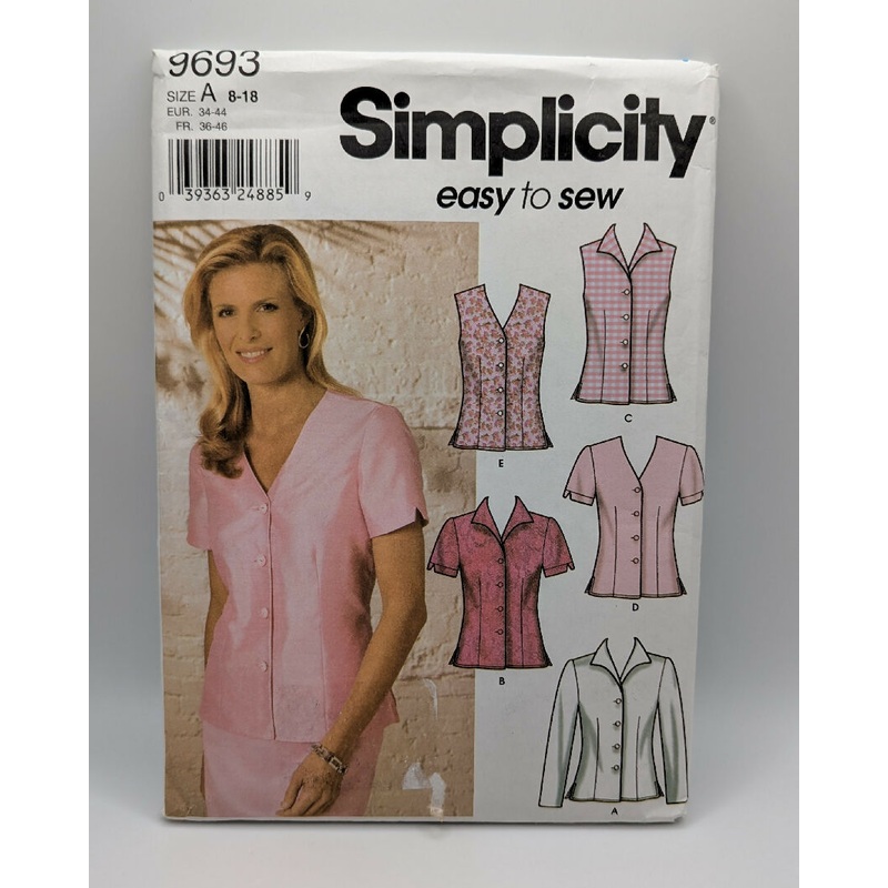 Simplicity 9693 Easy-to-Sew Misses' Blouse Pattern Sizes 8-18
