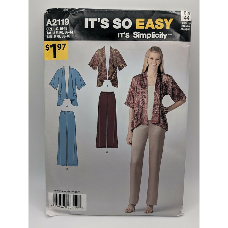 Simplicity A2119 It's So Easy Misses' Jacket & Pants Pattern Sizes 10-18