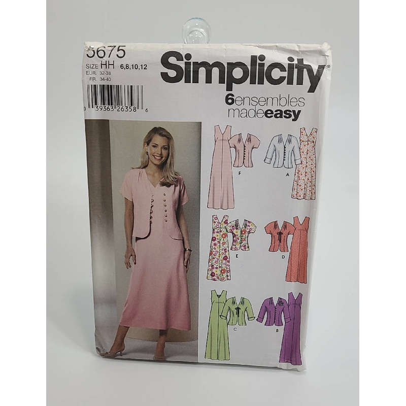 Simplicity Pattern 5675 Misses Dress, Jacket Size 6, 8, 10, 12