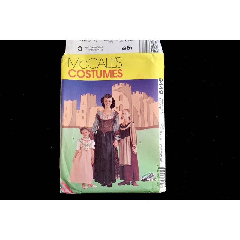 Vintage 1990 McCall's 8449 Sewing Pattern UNCUT - Sizes X-Large (20, 22) - Medieval Costumes - Misses Gown, Girls Gowns
