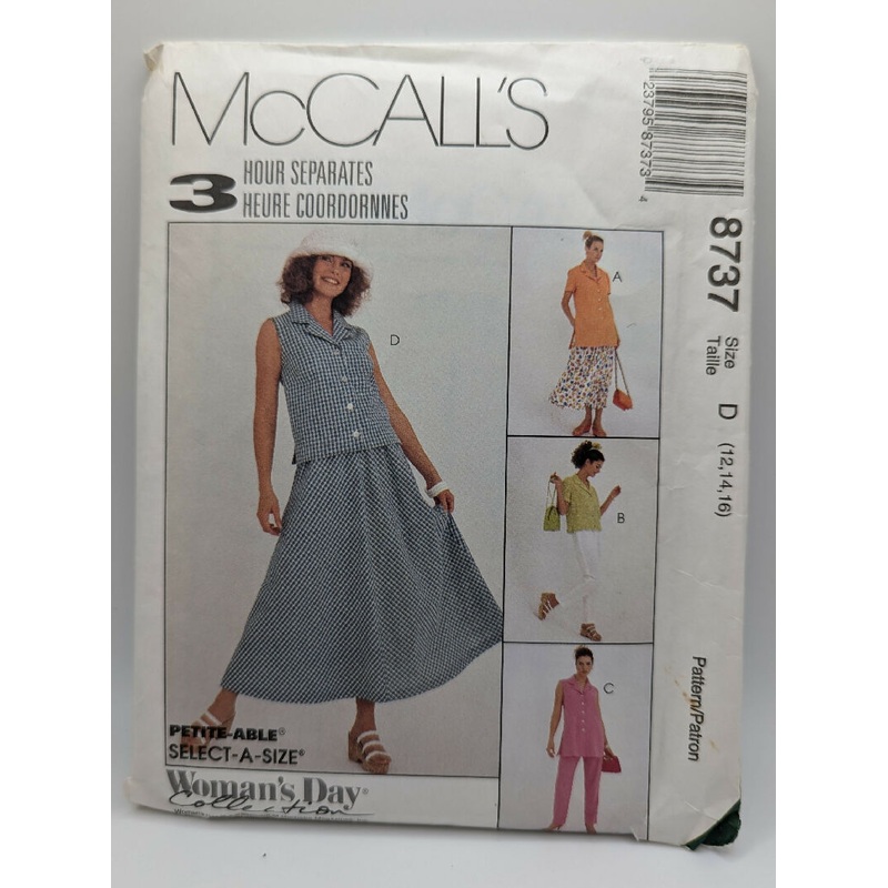 Vintage McCall's 8737 Women's 3-Hour Coordinates Pattern Sizes 12-16