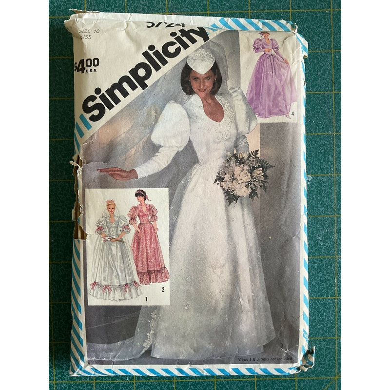 Vintage Simplicity 5724 Wedding Dress Size 10 Bust 32.5 from 1982