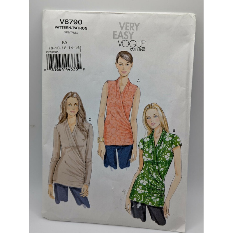Vogue 8790 Very Easy Vogue Misses' Mock Wrap Top Pattern Sizes 8-16