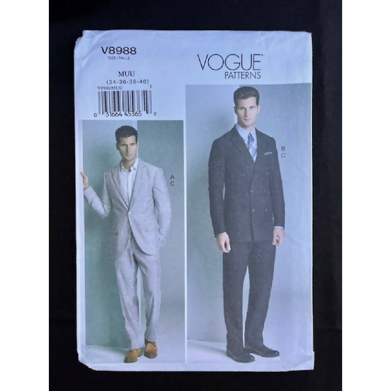 VOGUE MEN V8988 Mens Jacket and Pants (40-42-44-46)
