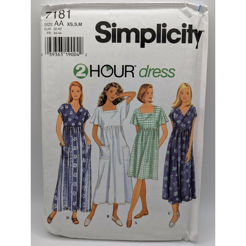 VTG Simplicity 7181 2-Hour Dress Pattern Sizes XS-M
