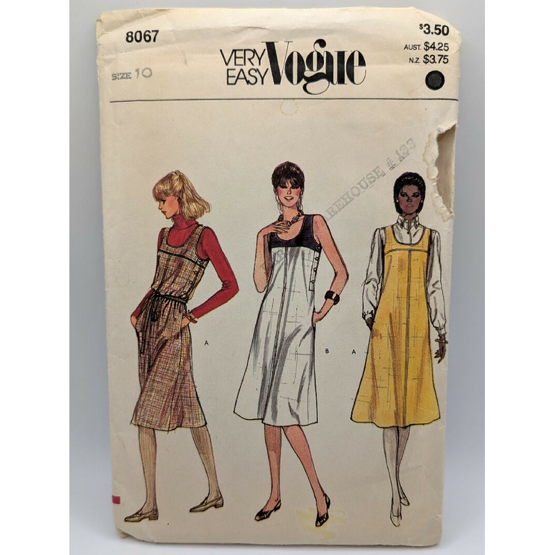 VTG Very Easy Vogue 8067 Misses' Dress, Jumper & Belt Size 10