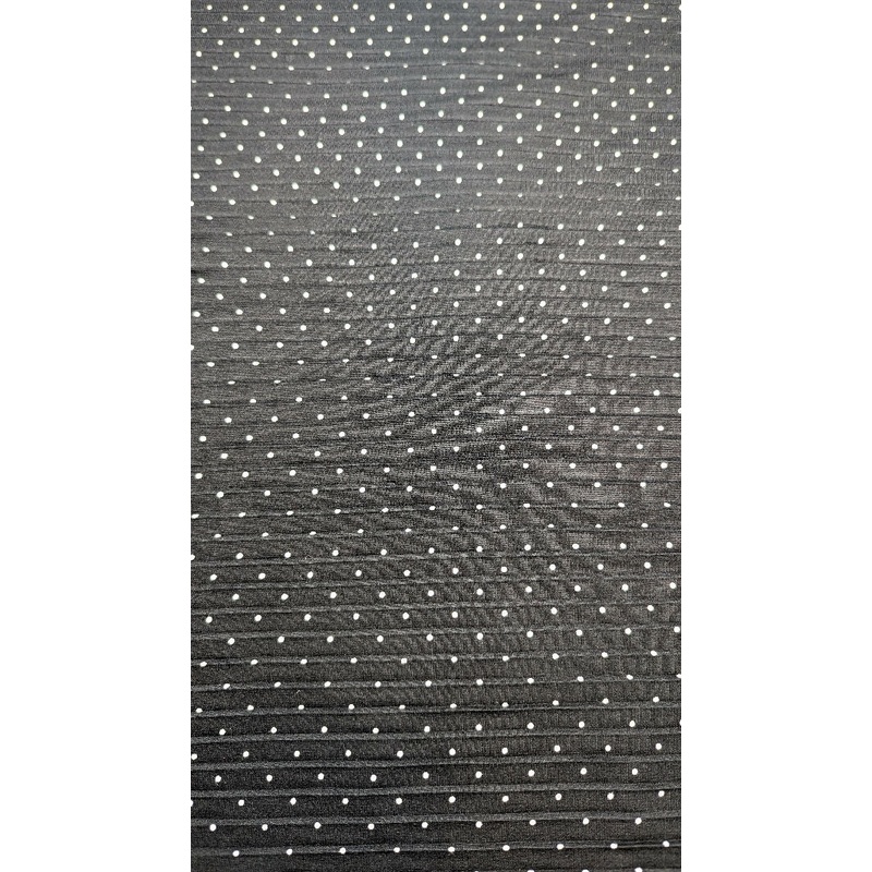Black/White Polka Dot Pleated Knit Fabric 58"W - 1 1/2 yds+