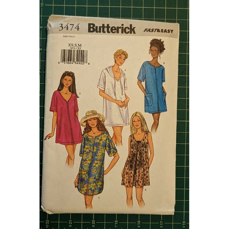 Butterick 3474 Fast & Easy Misses Swimsuit Coverup Sewing Pattern Sizes XS-M