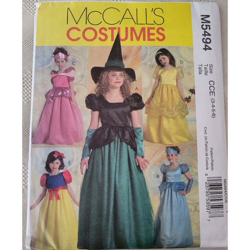Costume Children's Princess and Witch McCall's Pattern #M5494 size CCE (3-4-5-6)