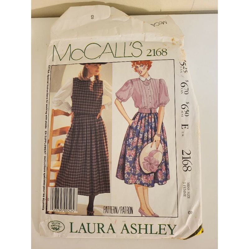 Cut Vintage McCall's 2168 Laura Ashley pattern size 8