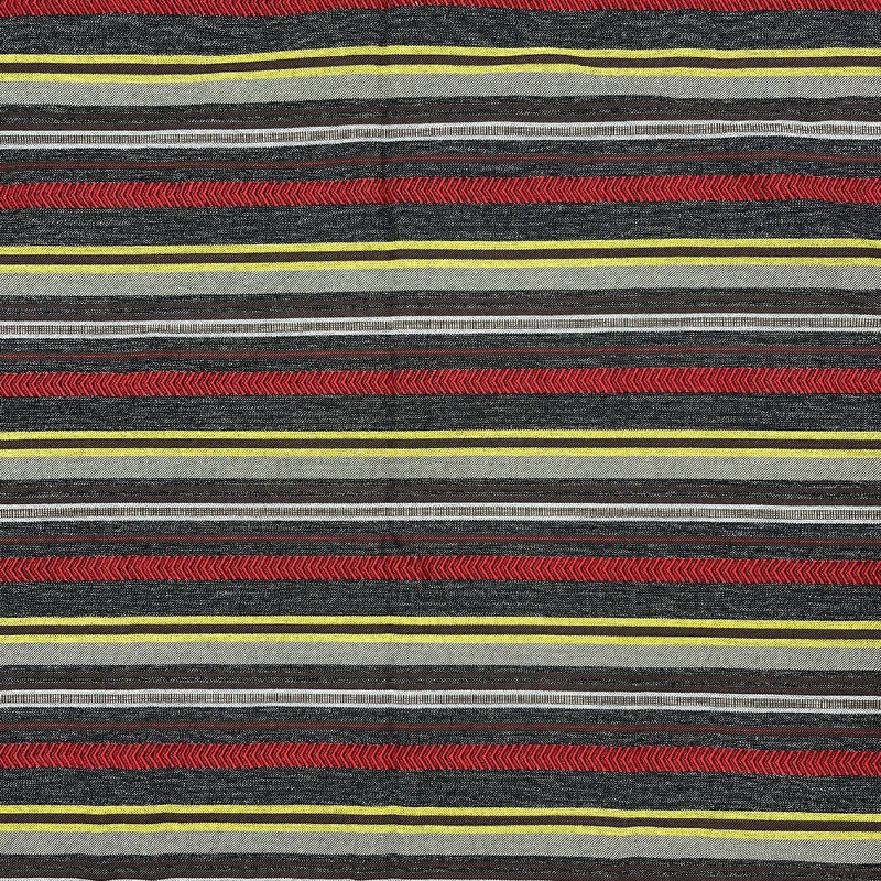 Gray and Red Yarn-Dyed Striped Cotton Woven 1.75 Yds