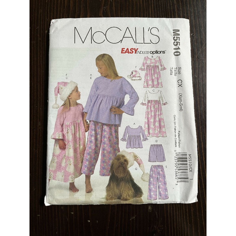 McCall's M5510 Child's/Girl's Top, Gown, Shorts, Pants Hat and Hat for Dog