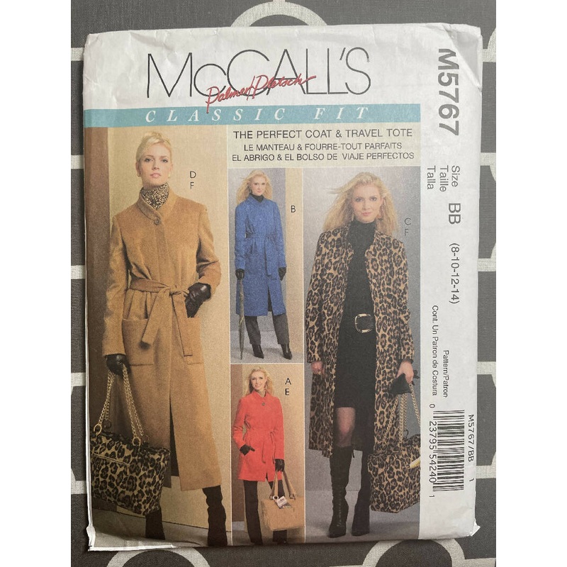 McCall's Palmer & Pletsch M5767 The Perfect Coat and Travel Tote-UNCUT/UNFOLDED
