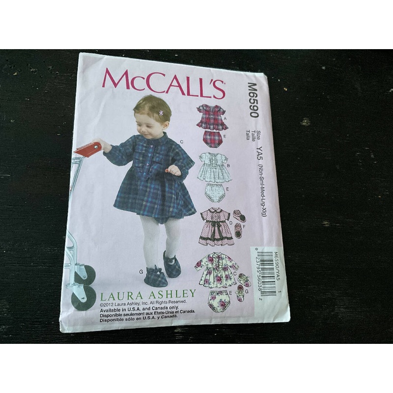 McCalls M6590 - Laura Ashley Baby/Toddler Dress and Bloomers Pattern, Unopened, US Sizes NB-XL