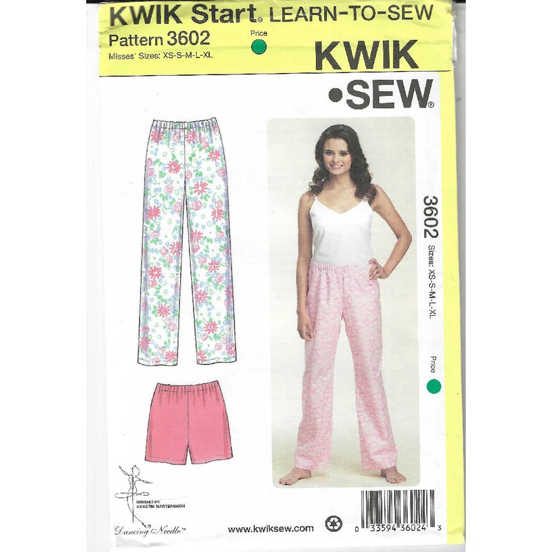 Misses Sleep Pants and Shorts, Kwik Sew #3602 for sizes XS to XL - uncut