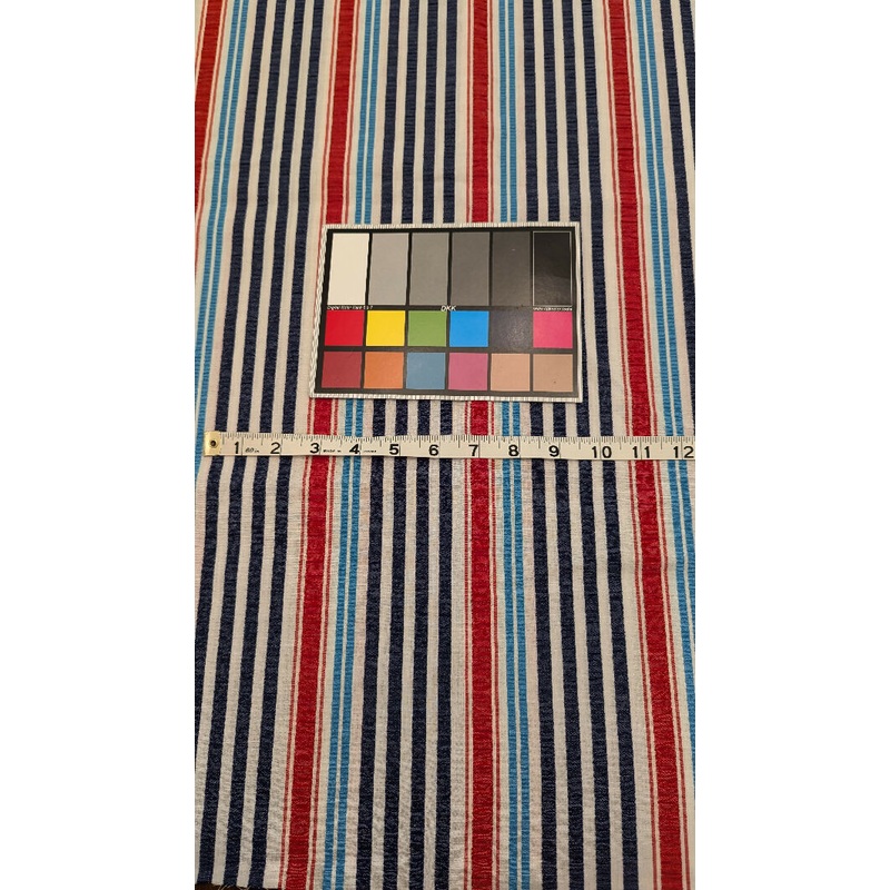 Navy/Red/Teal/White Striped Seersucker Woven Fabric 44"W x 35"L
