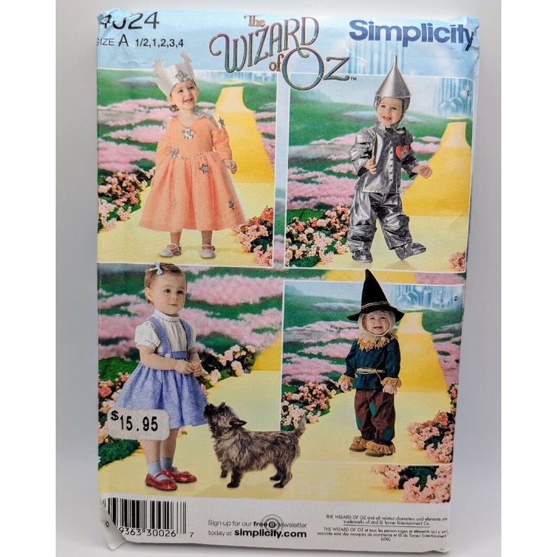 Simplicity 4024 The Wizard of Oz Toddlers' Costume Pattern Sizes 1/2-4