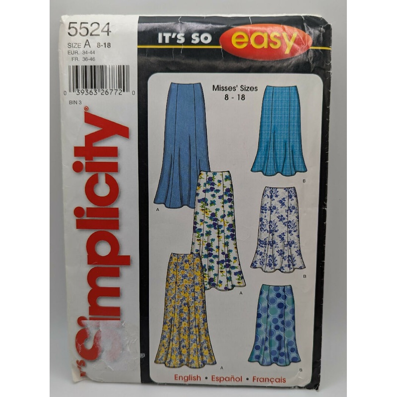 Simplicity 5524 It's So Easy Midi & Maxi Skirt Pattern Sizes 8-18
