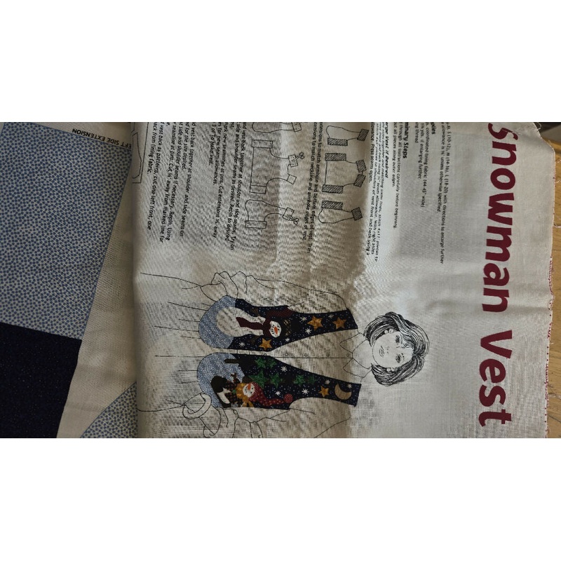 SNOWMAN VEST VIP PRE-PRINT XS 6-8 TO L 18-20 WOMEN'S