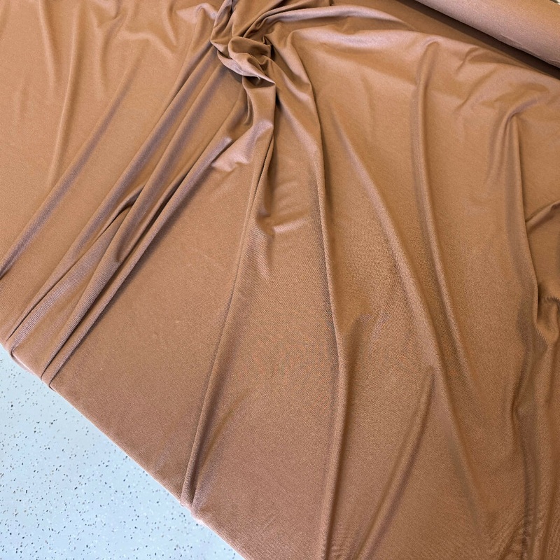 Summer Weight Brown Natural-Synthetic (including Lycra) Blend Knit - Yardage