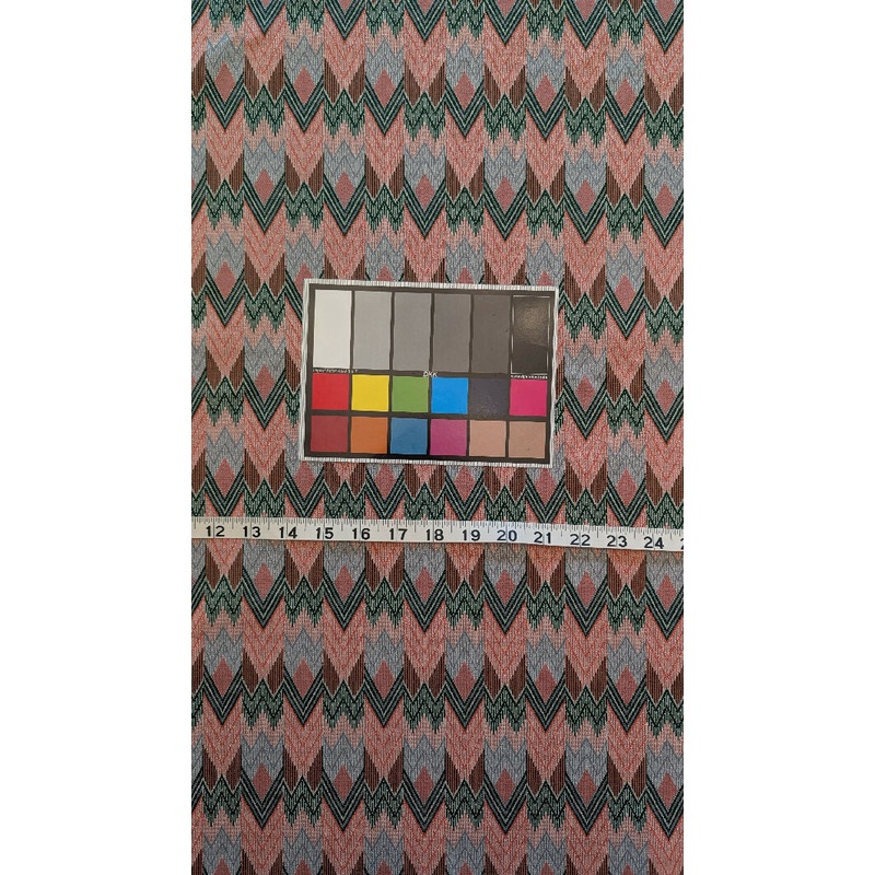 VTG Pink/Green Chevron Print Double Knit Fabric 60"W - 1 3/4 yd