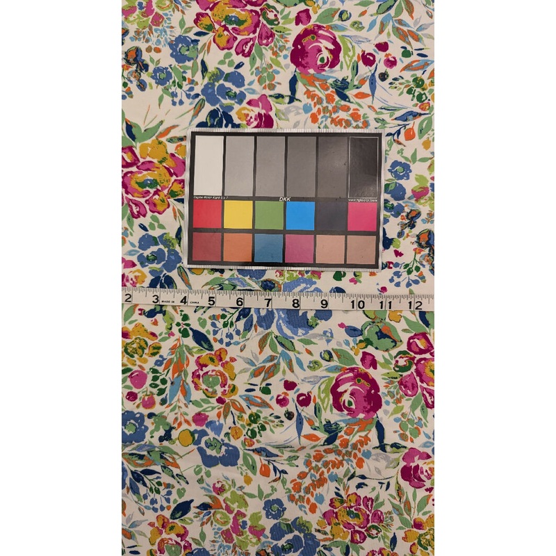 Art Gallery Fabric White Multicolor Floral Print Cotton Spandex Knit Fabric REMNANT 57"W x 26"L