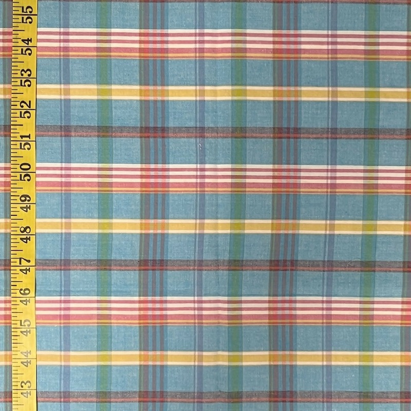 Blue, Red, Yellow Plaid Yarn Dyed Cotton Woven - 1Yd