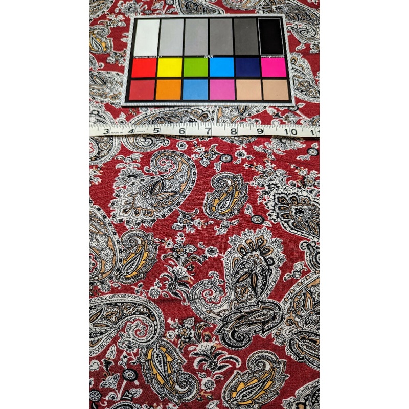 Brick Red Paisley Print Rayon Spandex Jersey Fabric 58"W x 37"L