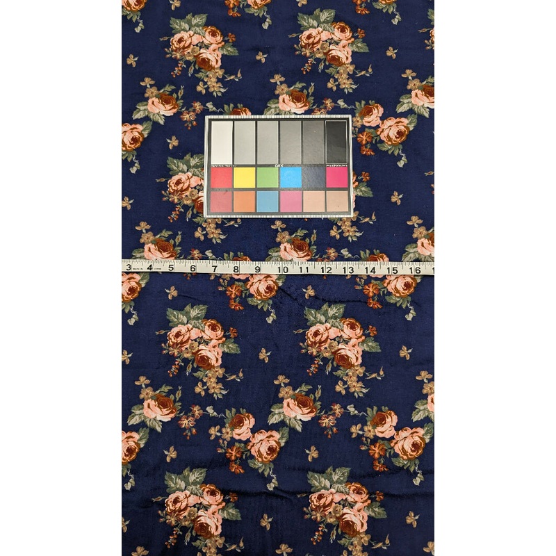Cadet Blue Floral Print Cotton Spandex Knit Fabric 54"W x 39"L