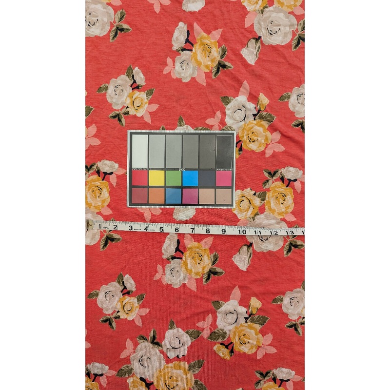 Coral Floral Print DTY Knit Fabric 55"W - 1 yd