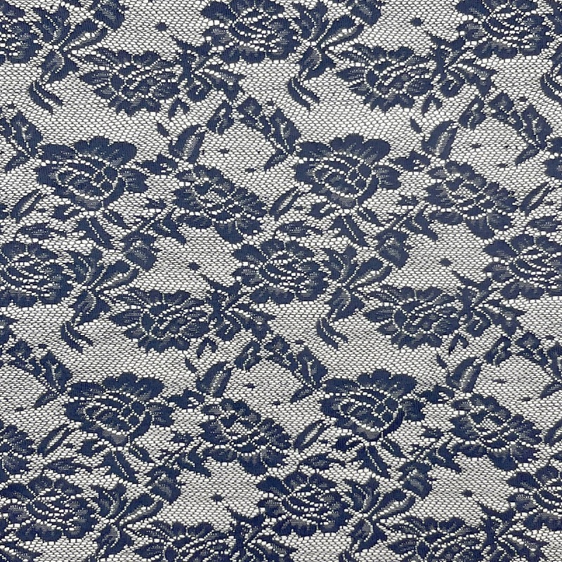 Navy Knit Lace With Beige Knit Backing - 3 Yds