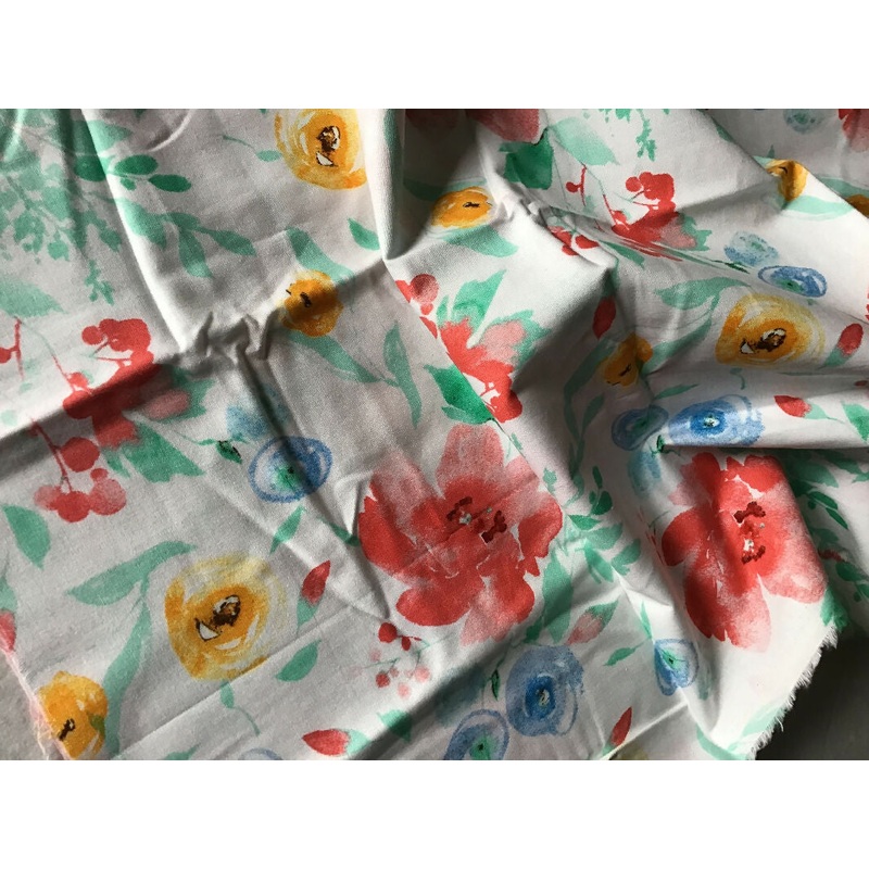 Pink/blue/yellow floral on white background