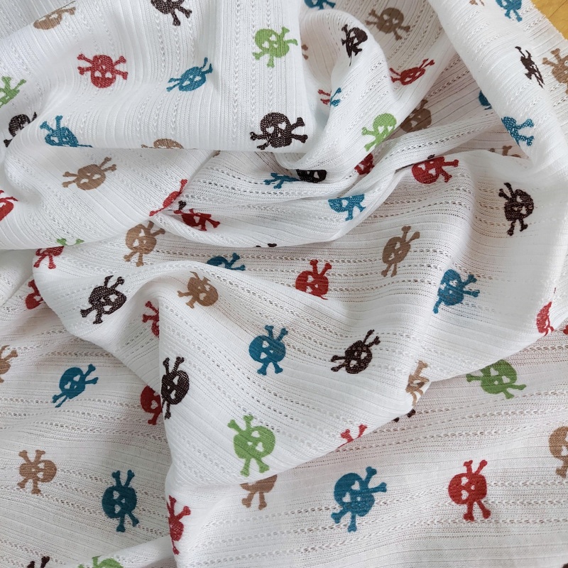 Skull Print Rib Knit Fabric