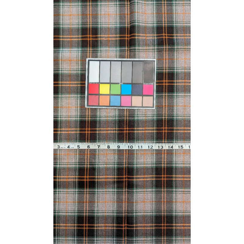 Vintage Blown/Tan/Orange/Green Tartan Plaid Wool Blend Suiting Woven Fabric 61"W - 2 1/4 yds