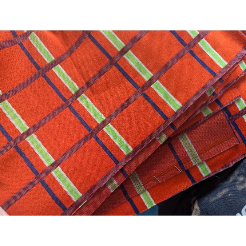 Vintage red/orange and lime plaid - 2 yards x 80"