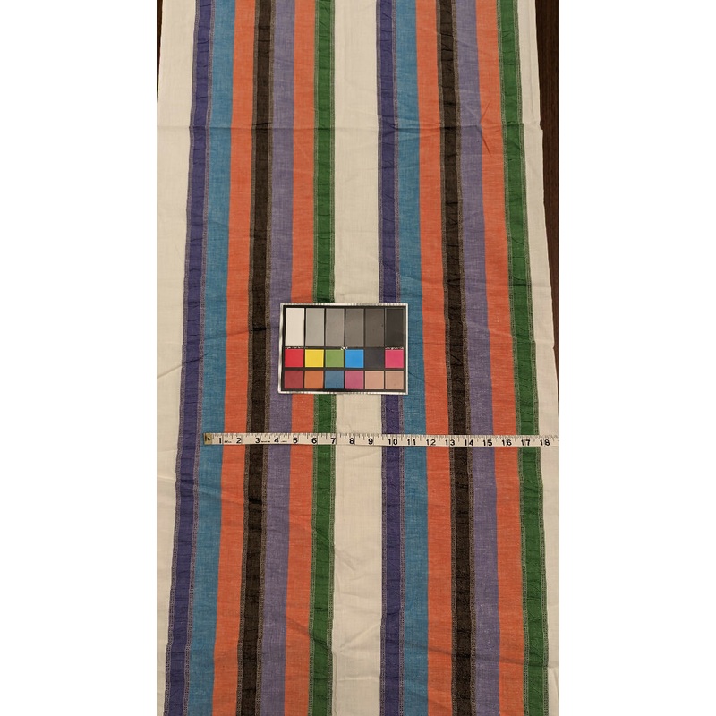 Vintage Yarn Dyed Multicolor Stripe Embroidered Cotton Woven Fabric 45"W - 2 yds