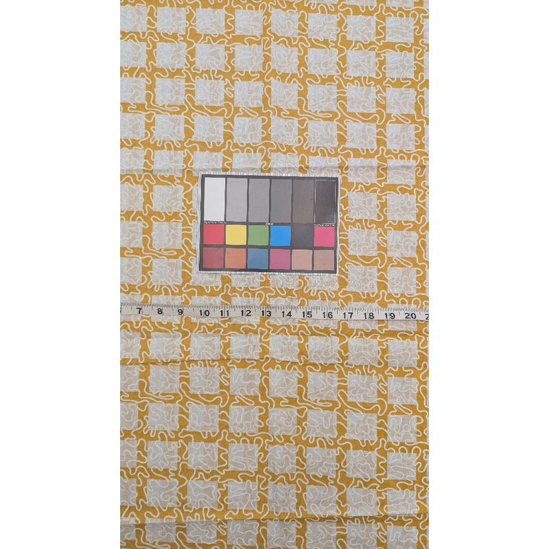 VTG Mustard/Ivory "Squiggles & Squares" Cotton Lawn Woven Fabric 38"W - 5 yds