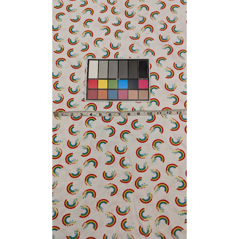 White Rainbow Print Cotton Jersey Knit Fabric REMNANT 65"W - 1 yd+