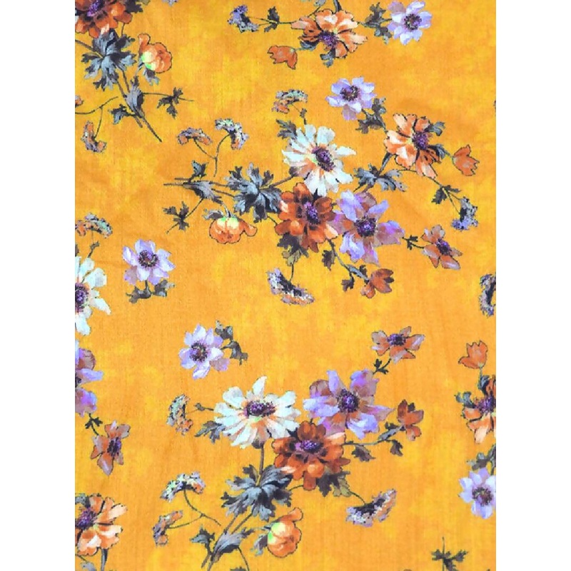 2 yds -Floral Print Sateen Shirting 44W