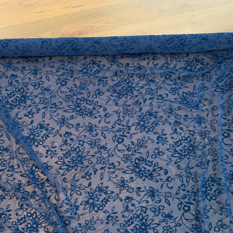 Blue Flocked Netting - Yardage