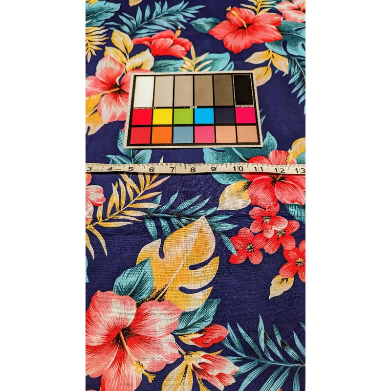 Blue Multicolor Tropical Flora Print Woven Fabric 44"W - 2 yds