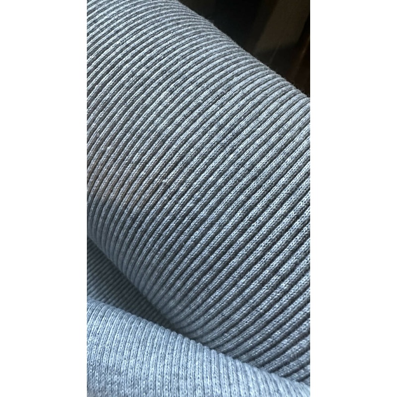 Grey jersey knit ribbed cotton