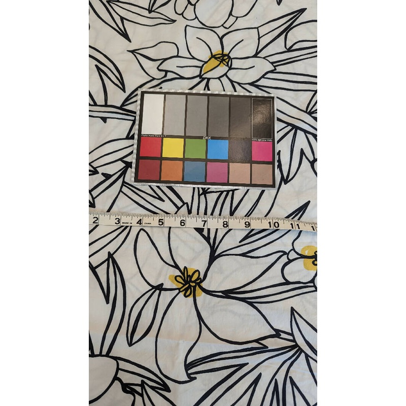 Mood Fabrics White/Black/Yellow Modern Floral Print Cotton Woven Fabric 58"W - 4 1/2 yds