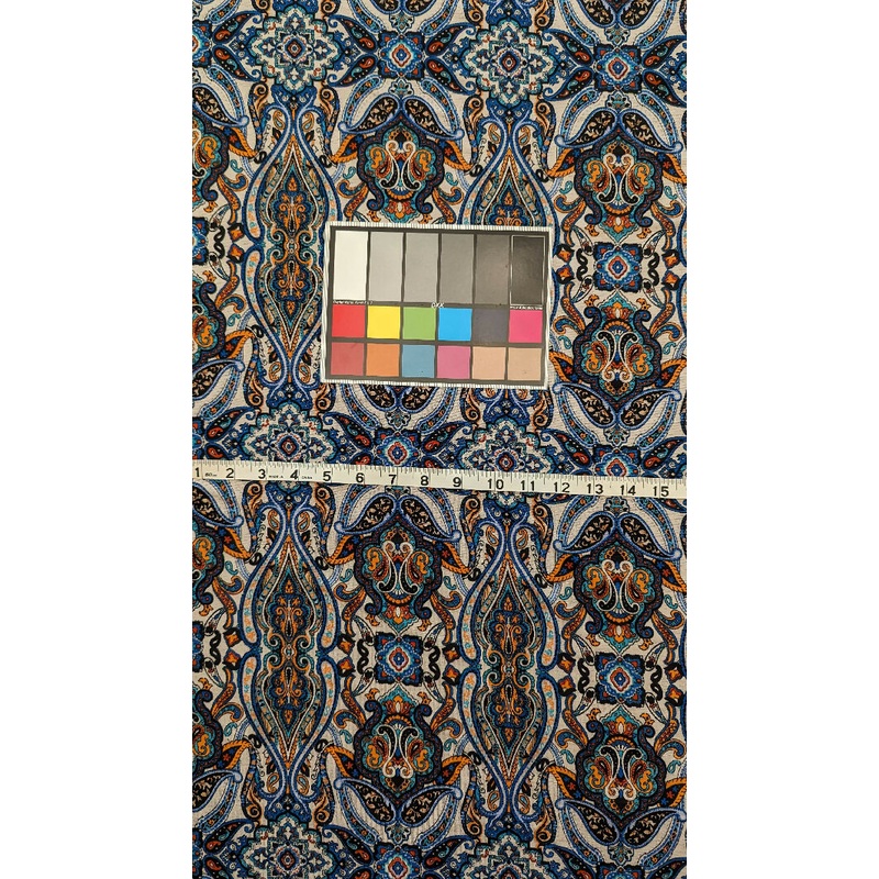 Multicolor Damask Print DTY Knit Fabric 62"W - 2 yds+
