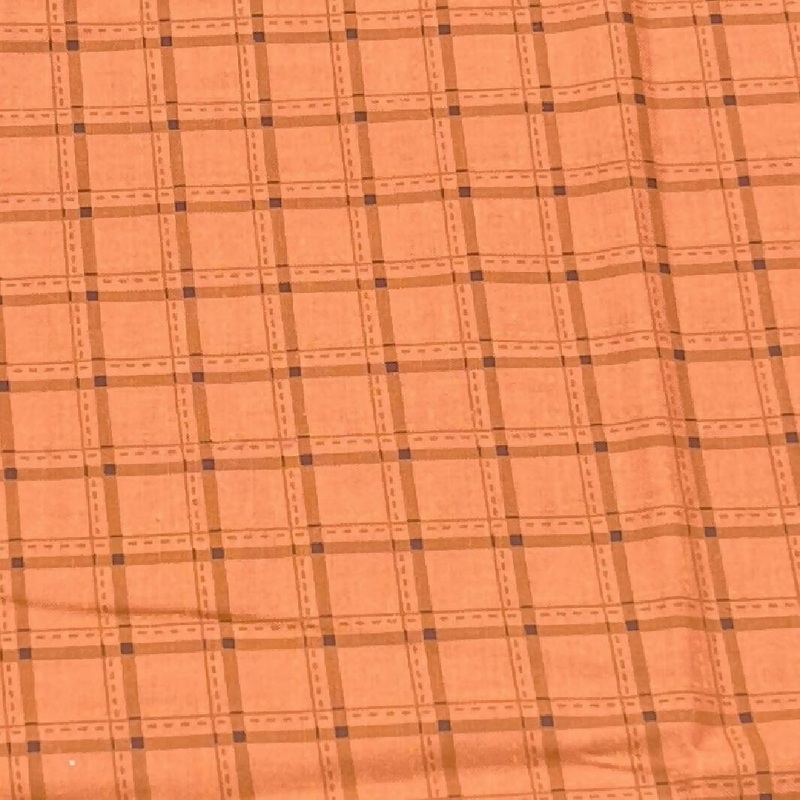 Orange Window Pane Print Cotton Woven - 1.5 Yds