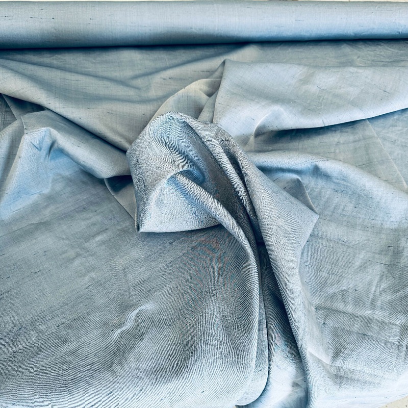 Steel Blue Dupioni Silk Woven - Yardage